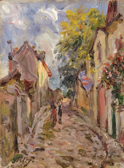 Scena di strada di villaggio da Alfred Sisley
